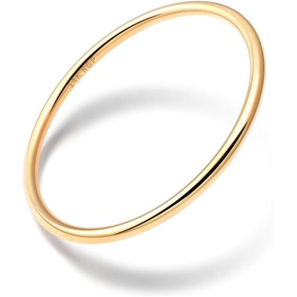 4mm 14K Gold Plated Bracelet | Glossy Stackable Minimalism Bangle Bracelet